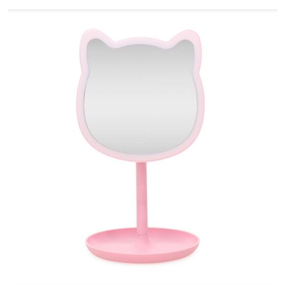 New! Pink Kitty Cat - Shaped LED Vanity Mirror!  Adorable! - Picture 1 of 2